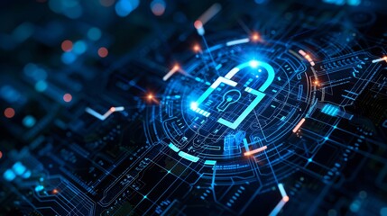 Fototapeta premium Technological Security: Signs Amidst the Lock Symbol