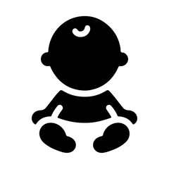 Cute smiling baby icon, black color silhouette