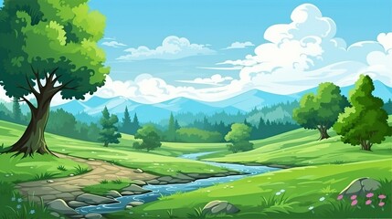 Obraz premium the beautiful green nature landscape background
