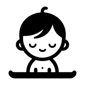 recommend clip art: Cute smiling baby icon, black color silhouette