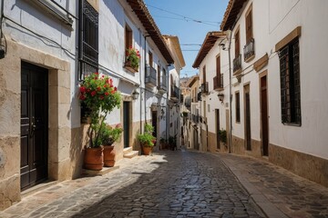 narrow street in the old town of Spain. 