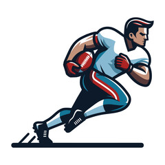 Fototapeta premium American football player men athlete vector illustration, colorful style American football rugby game male player design template isolated on white background