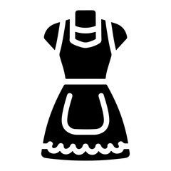 minimal female apron vector icon silhouette, clipart, symbol, black color silhouette