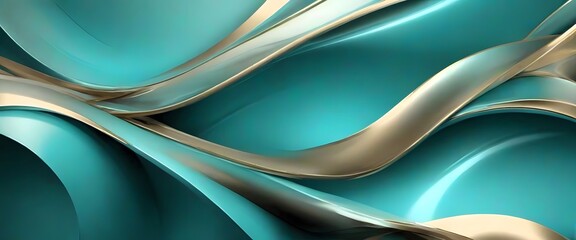 Abstract wavy background, cyan and gold background