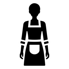 minimal female apron vector icon silhouette, clipart, symbol, black color silhouette