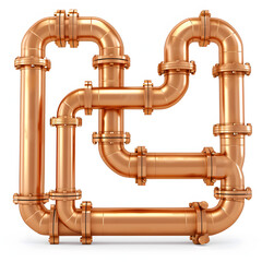 Copper pipes isolated on white background, cartoon style, png
