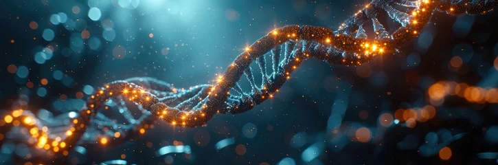 Fototapete Helix-Brücke A sprawling genetic engineering laboratory with DNA helixes illuminated under soft lights