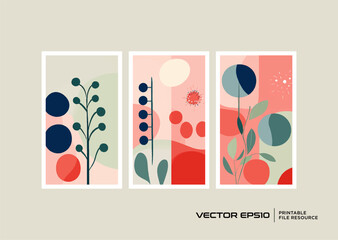 Set of botanical wall art vector design, botanical card, poster, banner, cover