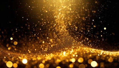falling gold lights gala texture gold abstract sparkle dust particles light dark pattern gold overlay bokeh glitter background dark glistering particle background christmas shiny shimmer black dust