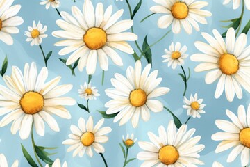 Obraz premium Seamless pattern background with camomiles