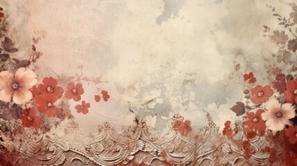 Vintage lace overlay background with flowers
