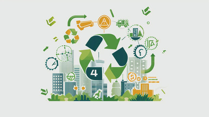 Eco-friendly city recycle concept background.vector illustration.
