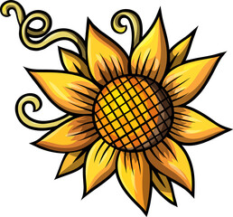 Flower sunflower cartoon funny illustration