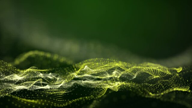 Fantastic eco video animation with particle wave object in slow motion, 4096x2304 loop 4K
