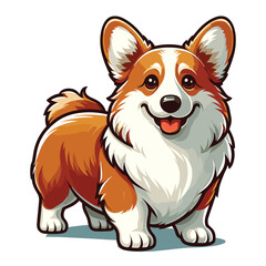 Cute adorable corgi dog cartoon character vector illustration, funny pet animal corgi puppy flat design mascot template isolated on white background