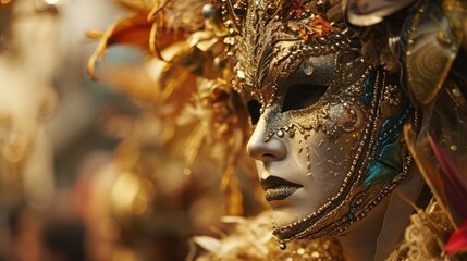 Close-Up of Mask on Display, Detailed View of Intriguing Cultural Artifact, Carnival