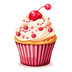 Cupcake isolated on white background, simple style, png
