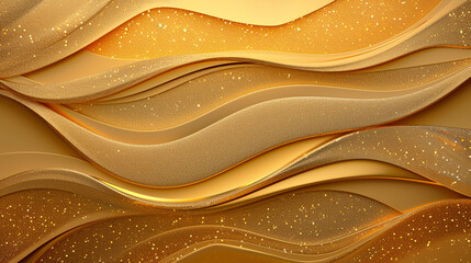 Luxury Golden Fluid Background with Silky Textures and Soft Light Playing Across its Rippled,...