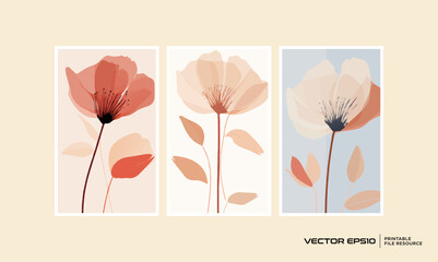 Set of botanical wall art vector design, botanical card, poster, banner, cover