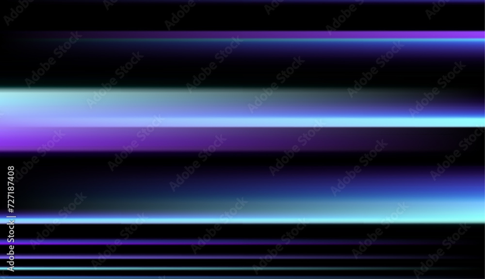 Fototapete Motion neon lines, sparkle light effect vector illustration. Abstract blur of bright energy laser beams and color trails, dynamic speed shiny rays flow and shine on dark background
