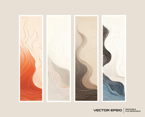 Set of abstract wave pattern, wall art vector in minimalist style