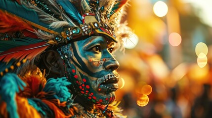 Smiling Woman With Colorful Headdress, Carnival