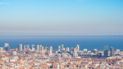 Panoramic view of Barcelona city in Spain.
