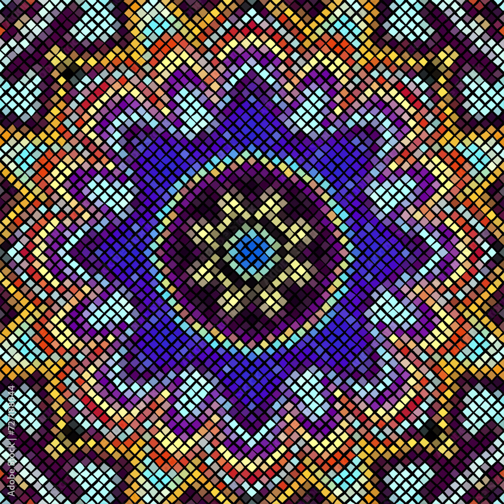 Poster vector seamless mosaic tile pattern. ceramic tiles background. mandala vector illustration.