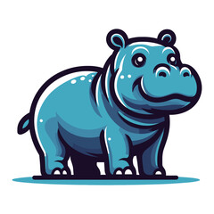 Cute wild animal hippopotamus cartoon design vector, zoology illustration, hippo flat design template isolated on white background