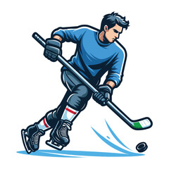 Ice hockey player sportsman vector illustration, winter sport activity, hockey male player design template isolated on white background