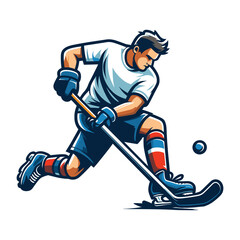 Obraz premium Ice hockey player sportsman vector illustration, winter sport activity, hockey male player design template isolated on white background