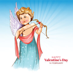 Obraz premium Beautiful valentines day background with cupid and heart card design