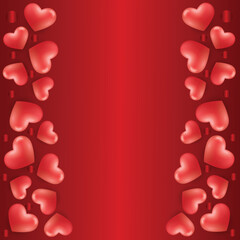 red Heart shapes for valentines day background. Valentines Day Heart Background.