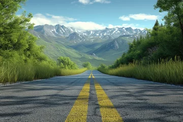 Selbstklebende Fototapeten Mountain road on summer landscap © darshika