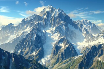Highest mountain in Alps and Europe. Beautiful panorama of European Alps. - obrazy, fototapety, plakaty