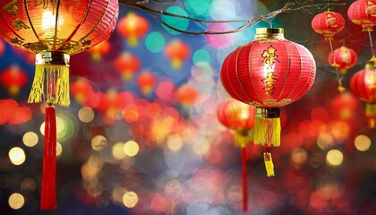 chinese new year lanterns in chinatown - obrazy, fototapety, plakaty