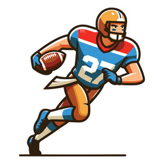 American football player men athlete vector illustration, colorful style American football rugby game male player design template isolated on white background