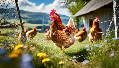 Rolgordijnen chicken on traditional free range poultry © Kari