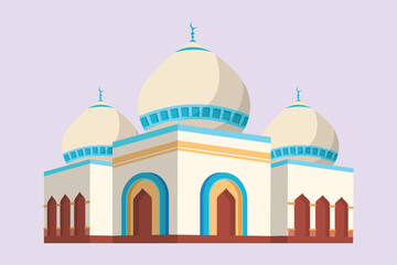 Kabaah alharam and mosque concept. Colored flat vector illustration isolated.