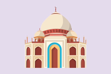 Kabaah alharam and mosque concept. Colored flat vector illustration isolated.