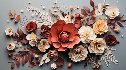 Feminine floral composition. Bouquet of edible wild and garden flowers and herbs.