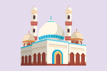 Fototapeta na wymiar Kabaah alharam and mosque concept. Colored flat vector illustration isolated.