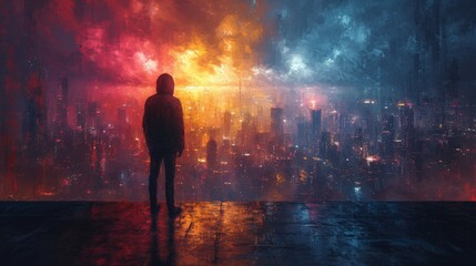 Contemplation Over a Rainy Metropolis