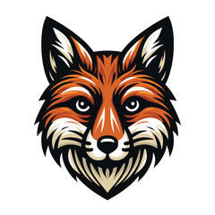 Fototapeta premium Wild animal red fox vulpa head face design vector, zoology illustration, foxy flat design template isolated on white background