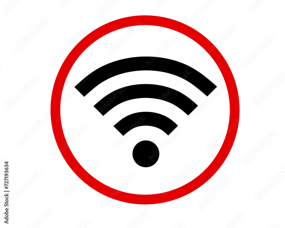 Poster wifi symbol element png file transparent background with red circle line