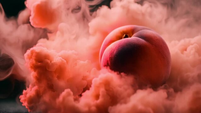 Beautiful fruit apricots with natural skin in under bright smoke, generated ai