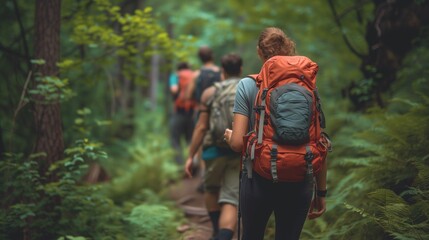 hiking in the forest