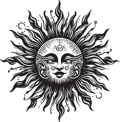 Sun vector black and white