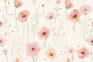 pastel-themed digital paper with delicate floral illustrations