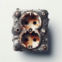 burnt out electrical outlet and plug